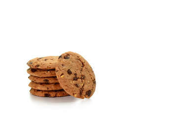 chocolate cookies on white background