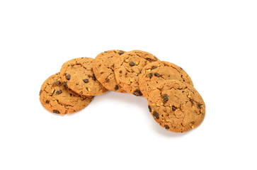 chocolate cookies on white background