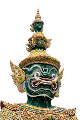 Giant statue at Wat pra kaew, Grand palace ,Bangkok,Thailand isolated on white