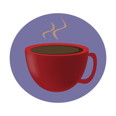 red cup with drink on a round background