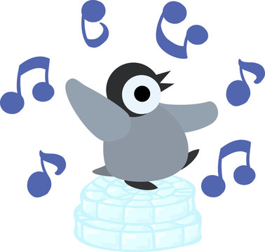  A pretty baby penguin is dancing