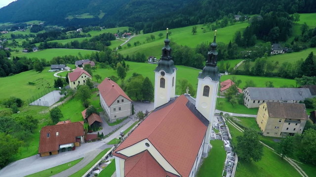 Church with two tops on a hill