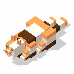 isometric rectangle design cat sleeping