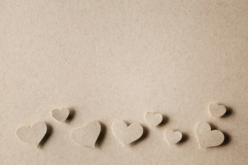 Handmade paper cut hearts