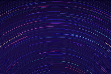 Star trails in night sky. Long exposure sky motion effect.