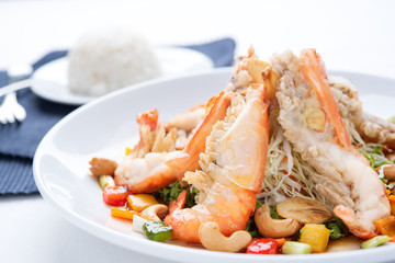 Stir fried shrimp with cashew nuts, Chinese Food 
