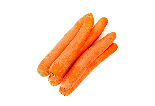 Healthy and Diet Food: Carrots Isolated on White.
