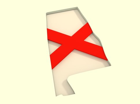 Alabama state map and flag concept