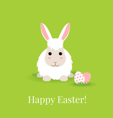Illustration  with cute easter bunny and colored eggs.