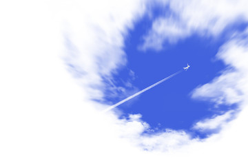 ジェット機と青空と雲間2