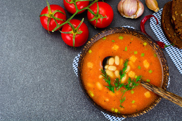 Sicilian Tomato Soup with White Beans. National Italian Cuisine