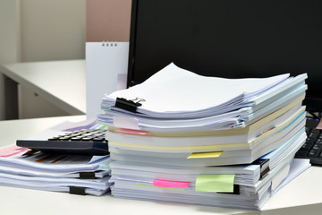 Papers and documents  on desk at business office