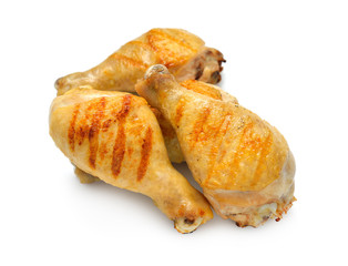Grilled chicken legs isolated on white background