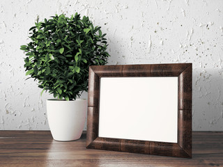 Empty modern style frame, 3D render