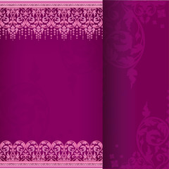 gold and magenta thai silk pattern line vector design for text background