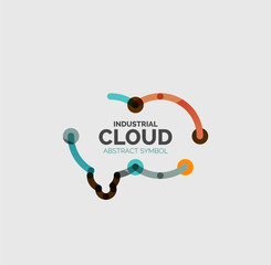 Flat linear design speech cloud logo. Talk bubble, modern geometric industrial thin line icon