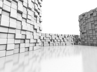 White cubes wall 3d background