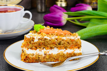 Baking Carrot Cake with Walnuts