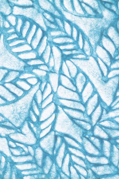 Paper, florals, blue fabric texture.