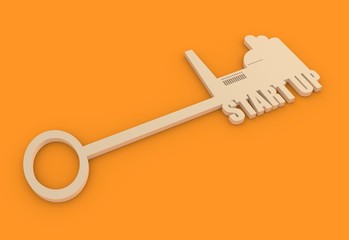  illustration concept, hand holding a key of industry start up