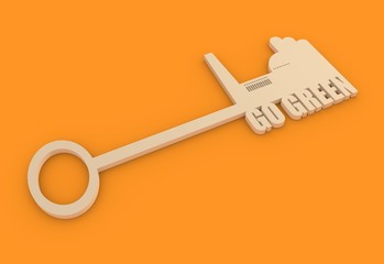 illustration concept, hand holding a key, go green text