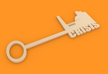 illustration concept, hand holding a key of crisis