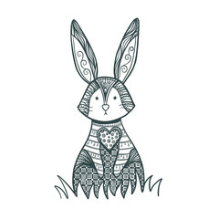 Drawing Zentangle Rabbit For Coloring Page Decorative Easter Bunny