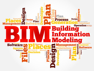 BIM - building information modeling word cloud, business concept