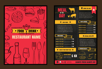 Brochure or poster Restaurant  food menu with Chalkboard Backgro - 104987785