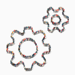 people  shape  gears icon