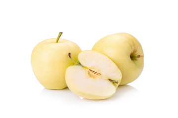 ripe yellow apple isolated on white