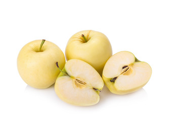 ripe yellow apple isolated on white
