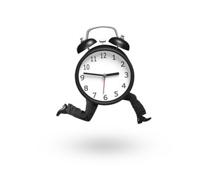 Alarm clock with human legs running