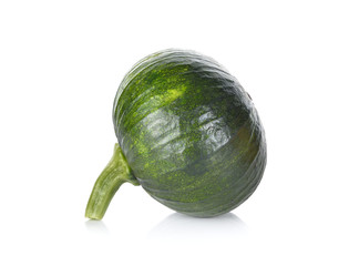 young pumpkin with stem on white background