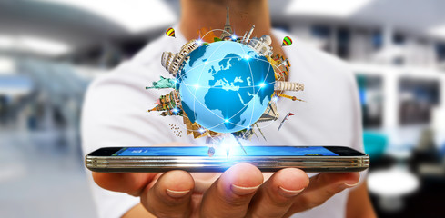 Man travelling the world