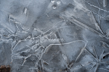 Spring background - meltinh and cracking ice