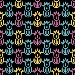 Fototapeta premium Vintage background with decorative flowers, beautiful, floral seamless pattern