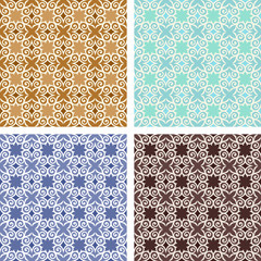 Seamless patterns beautiful backgrounds set, old and retro style