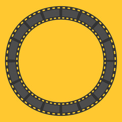 Film strip round circle frame. Template. Design element. Yellow background. Flat design.