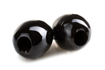 delicious and healthy olives, without stone on a white isolated background