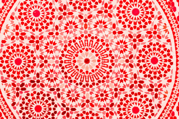 Moroccan style handmade mosaic in round shape in red tone