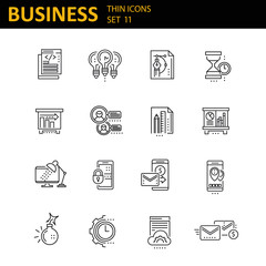 Modern thin line icons set for business