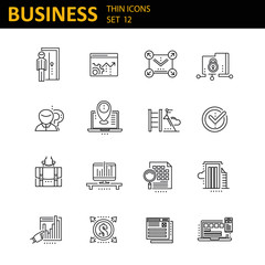 Modern thin line icons set for business
