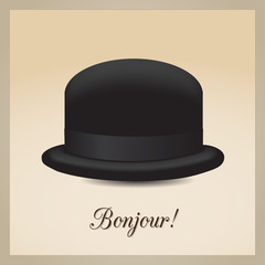 Bonjour- gentleman's hat vector icon.
