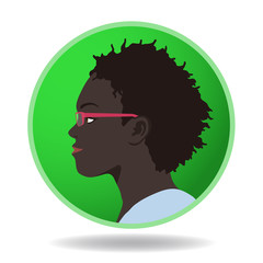 woman profile icon, face as seen from the side, avatar, vector illustration