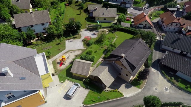 Air view on modern countryside village 