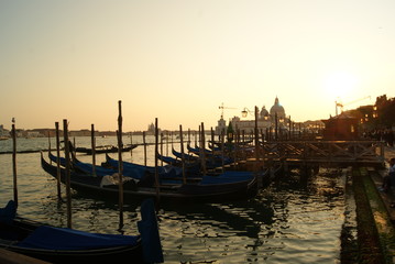 sunset at the pier with a gondola