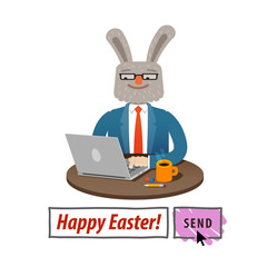 Happy Easter Message Template with Easter Bunny
