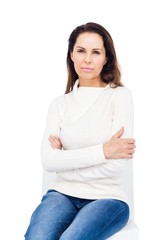 Unhappy woman staring at camera 