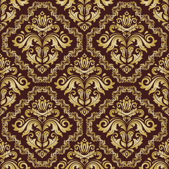 Seamless oriental goldden ornament in the style of baroque. Traditional classic vector pattern